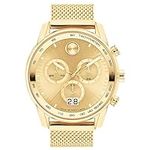 Movado Bold 3600911 Gold Dial Gold Stainless Steel Mesh Bracelet Men's Chronograph 48mm Watch, Gold