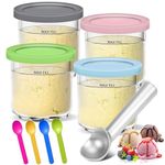 Ice Cream Pints and Lids - Creami Pint Containers, 4 Pack Compatible with NC299AMZ & NC300 Series Creami Ice Cream Makers, 16oz, Included 5 Scoops (16oz NC299 NC300 NC301 Series)