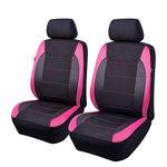 Flying Banner Gabardine Mesh Front Car Seat Covers Airbag Compatible Protector Universal for Most Car Truck Vans SUVs (Black and Pink)