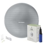 Retrospec Luna Exercise Ball, Base & Pump/Ball & Pump with Anti-Burst Material - Fitness Gym Swiss Ball - Perfect for Balance, Stability, Yoga, Pilates, Pregnancy & Birthing - 75cm - Fossil Gray