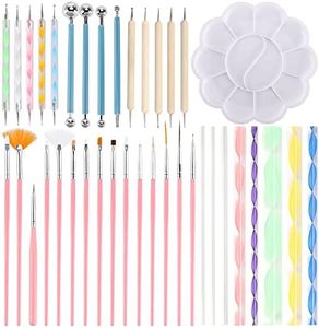 38 Pieces Detail Paint Brushes Acrylic Ball Stylus Dotting Pen Tools Set with Painting Palette for Rocks Painting, Coloring, Nail Art, Drawing and Drafting