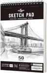 STATIONERY ISLAND Sketch Pad, A4 Sketch Book 180 g/m² Thick Paper, 100 Pages / 50 Sheets Spiral Bound Sketchbook 1 Pack