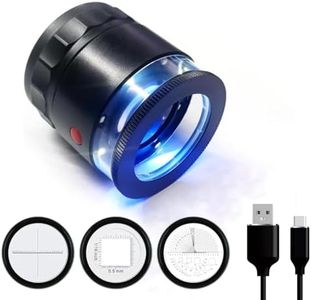10x Jewelers Loupe Rechargeable Loupe Magnifier with UV and LED Lights, Led Eye Loop Adjustable Focus Jewelry Magnifying Glass with Interchangeable Reticle Scales for Gemstones Identification
