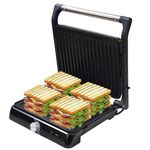 Libra Griller Sandwich Maker - 2000 W 4 Slice Sandwich Maker Electric With Non Stick Plates Opens to 180°, Cool Touch Handles, Temperature Control And Drip Tray,Black