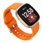 YODI Strap Band Compatible with Fitbit Versa 4/3/ Fitbit Sense/Sense 2, Soft Silicone with metal buckle Replacement Wristband for Women, Flexible Waterproof Sport Watch Straps for Men (ORANGE)