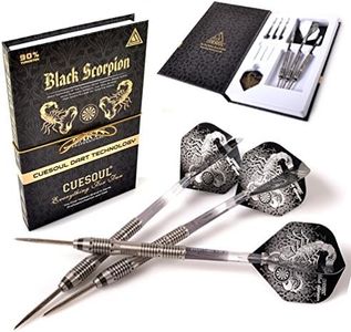CUESOUL Black Scorpion 26g Tungsten Steel Tip Dart Set,Barrel with Titanium Coated Finished