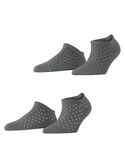 ESPRIT Women's Fine Dot 2-Pack W SN Cotton Low-Cut Patterned 2 Pairs Trainer Socks, Grey (Light Grey Melange 3390), 2.5-5