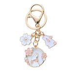 UKMOKE Cartoon Sakura Rabbit Keychain Cute Keyrings for girls,Backpack Keyring Car Key Chain Accessories Gifts for Friends and Women White