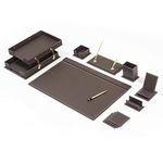 MOOGCO Bonded Set - Desk Accessories - Leather Desk Organizer - Bonded Leather Set - Office Desk Accessories - Home Office Accessories - Desk Supplies - Leather Desk Set - Office Accessories