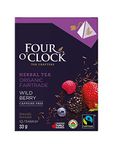 Four O'Clock Organic Fairtrade Herbal Tea Wild Berry, Non-Gmo, Kosher, Gluten-Free, 15 Count, Pyramid, 33g