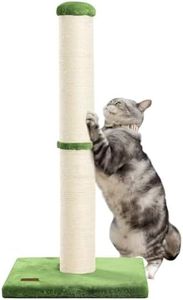 Karolpar 34inch Cat Scratching Post with Natural Sisal Rope 4.3Inch Large Diameter Scratcher Post Tree for Indoor Cats Green