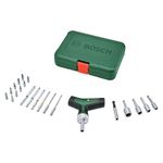 Bosch Bit Ratchet Screwdriver T-Handle Set 22-Piece (Max Torque 46 Nm; 36-Tooth Gear; Magnetic Bit Holder; Ergonomic T-Handle Softgrip; 16 Bits S2-Steel; 4 Nutsetters; Case)