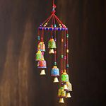 eCraftIndia Multicolour Handcrafted Decorative Window Door Wall Hanging Bells Wind Chimes Decorative Showpiece- Diwali Decoration Items for Home Decor- Gift for Diwali Navratri Housewarming