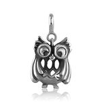 Fourseven Jewellery 925 Sterling Silver Owl Charm Pendant, Fits in Bracelets and Necklace for Men and Women