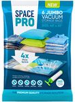 6 Pack Jumbo Vacuum Compressed Storage Bag, 100 x 75cm Reusable Clothes Storage Bags,Space Saver Bags for Bedding, Curtains, Pillows, Clothing, Hand Pump Included