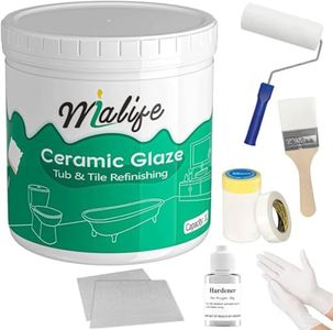 Mialife Tub and Tile Refinishing Kit, DIY Bathtub Repair White Countertop Paint Odorless Perfect Suitable for Refacing Bathroom/Kitchen/Sink/Tile (White, 1kg, With Full Tools), 10 Piece Set (MIA-10)