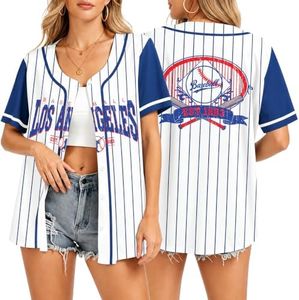 Baseball Shirts for Women Funny Baseball Jersey Striped Button Up Tee Tops