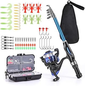 Leo Light Weight Kids Fishing Pole Telescopic Fishing Rod and Reel Combos with Full Kits Lure Case and Carry Bag for Youth Fishing and Beginner, 13ocm Rod and Reel Combos with Full Kits and Carry Bag