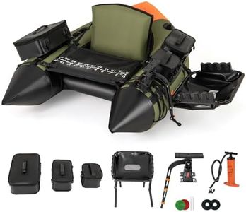 GYMAX Fishing Float Tube, Inflatable Fishing Boat w/ 3 Detachable Storage Boxes, Fish Finder Holder, Rod Rack, Storage Basket, Fish Ruler, Manual Pump, Portable Adult Belly Boat (Green)