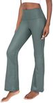 90 Degree By Reflex Interlink High Shine Cire Elastic Free V-Back Flared Leg Yoga Pants, Deep Forest, Medium