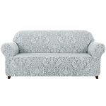 subrtex High Stretch Sofa Slipcover 1-Piece Jacquard Damask Sofa Couch Furnitures Protector for Living Room (Sofa, Light Gray Jacquard)