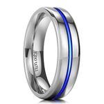 King Will 6mm Men Titanium Wedding Ring Thin Blue Line Center Polished Engagement Ring for Unisex (14)