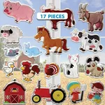 Farm Animals Gel Window Clings for Kids - Window Stickers for Toddlers, Animal Gel Clings Window Decals Kids Jelly Reusable Sticker - Home Car Plane Airplane Activities (Jesplay USA)