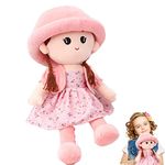 iNelihoo Adorable Plush Soft Baby Girl Dolls Cuddly Ragdoll Princess Doll with Removable Dress Hat Baby First Rag Doll Sleeping Cuddle Buddy Doll Toy Room Decoration Birthday Christmas Best Gift 35CM