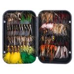 Goture 76pcs Fly Fishing Flies with Fly Box, Dry Flies Wet Flies, Fly Assortment Kit for Trout Bass Fly Fishing, Fly Fishing Accessories, Fly Lures Fishing Gifts for Men and Women