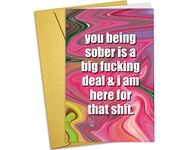 Nchigedy Funny Sobriety Gift for Men Women, Rude Sobriety Anniversary Card for Him Her, Addiction Recovery Card for Friends