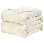WAVVE Fleece Blanket Sofa Throw White Cream 4ft x 5ft - Fluffy Soft Warm Versatile Blanket for Sofa/Couch/Bed Throw/Single Size, 130x150 cm
