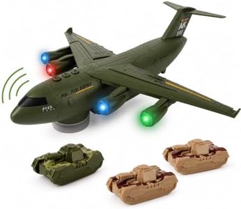 Military Transport Aircraft | Kids Airplane Toy with Light and Sound Effects | Cargo Plane Toy in Army Green | Army Toys for Boys | Military Toys for Toddlers | Holiday & Birthday Gift for Kids