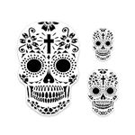 Custom Shop Airbrush Sugar Skull Day of The Dead Stencil Set (Skull Design #15 in 3 Scale Sizes) - Laser Cut Reusable Templates