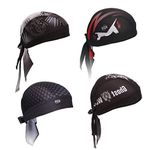 FST 4 Pack Bandana Skull Cap Quick Dry Adjustable Beanie Cap Summer Moisture Wicking Helmet Liner (Bandana)