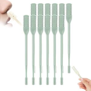 2-in-1 Nasal Hair Cutter, 360° Rotating Double Sided Nose Hair Removal Tool Mini Noses Hairs Removers Tools Nose Hair Clipper with Ear Picker for Women and Men (Green, 12pcs)