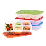 Bentgo Easyboxes - Reusable 5-Compartment Food Containers, Stackable 8-Piece Set, 4 Trays & 4 Lids, BPA-Free Food Storage for Meal Prep, School, & Work; Lunch Boxes with Patented Design (Classic)