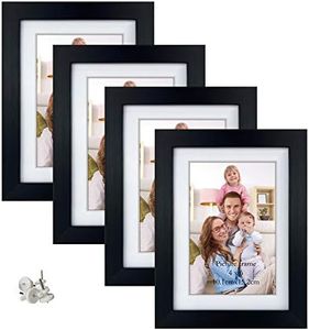 Giftgarden Lot de 4 cadres photo 4 x 6 cm avec tapis ou 5 x 7 cm sans tapis pour décoration murale ou présentoir de table Noir