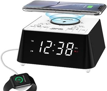 Wireless Charging Alarm Clock Radio with Bluetooth Speaker, Bedside FM Radio, Dual Alarm with Snooze, USB Charging, Night Light and Dimmable Display iTOMA 205