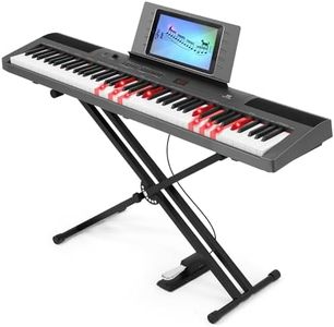 MUSTAR Digital Piano 88 Semi Weighted Keys with Stand Touch Sensitivity, Full Size Keyboard for Birthday Holiday Gifts, Bluetooth Connection, Portable Case, Sustain Pedal (Grey - light up Keyboard)