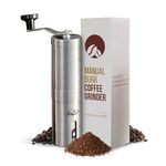 JavaPresse Manual Stainless Steel Coffee Grinder - 18 Adjustable Settings, Portable Conical Burr Grinder for Camping, Travel, Espresso - with Hand Crank
