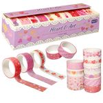 FunBlast Kawaii Washi Tape - 10 Pcs Decorative Japanese Masking Paper Tape for Scrapbooking, Planners, Card, Gift Wrapping, DIY Decoration Tapes for and Art & Craft (Heart)