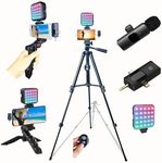 Carrotech for iPhone Vlogging Kit, Vlogging Kit for Andriod Phone with Two Tripods RGB Light Lavalier Microphone Remote for YouTube Tiktok Content Creator (Total Height 20 in to 50 in)