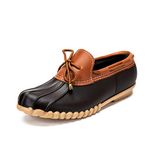 DKSUKO Women's Waterpoof Loafer Shoes Slip On Flat Duck Shoes (10 B(M) US, Brown No Fur)