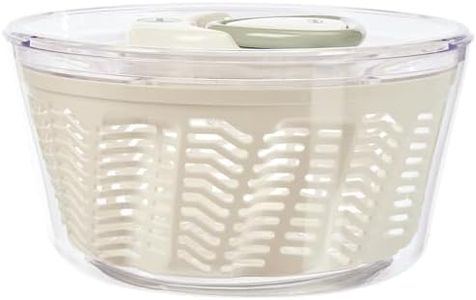 Zyliss Easy Spin 2 Salad Spinner, Large 6L Capacity, Plastic, White, Unique AquaVent™/Retractable Cord and Brake System/Non-Slip Base/Easy Cleaning