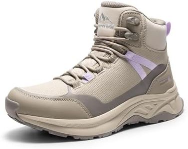 NORTIV 8 Women's Hiking Boots Waterproof Lightweight Outdoor Trekking Comfortable Non-Slip Backpacking Camping Ankle Boot Hollow,Size 5,Khaki,NWUMHB2501