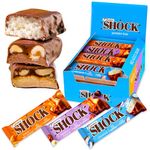 FitnesSHOCK Protein Bar 12pcs no added sugar, 20% protein, low carb (3,5g), rich in fibre, low calorie, 12-pack fitness chocolate bars mix box, palm oil free 12x50g