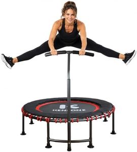 K KENSONE 48" Low-Impact Rebounder Trampoline for Adults with Bungee, 550LBS Quiet Mini Exercise Trampoline with Adjustable T-Shaped Foam Handle Bar, Fitness Equipment for Indoor/Gym Workout