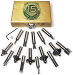 MLCS 8377 15-Piece Router Bit Set with Carbide-Tipped 1/2-Inch Shanks