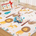 200x180 CM Extra Large Foldable Baby Play Mat, Reversible Foam Play Mat for Babies, Toddlers, Infants, Double-Sided Waterproof Portable Baby Crawling Floor Playmats with Travel Bag (Bear)