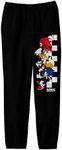 Bioworld Sonic The Hedgehog Sonic Tails Knuckles Checkered Flag Boy's Black Sweatpants-XL